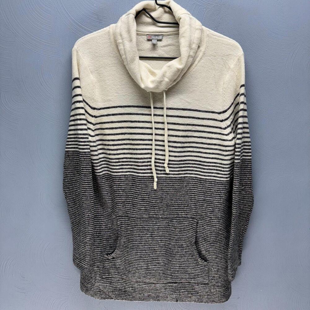 Talbots Cream and Black Striped Sweater